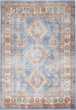8' X 10' Ivory Red and Blue Medallion Distressed Non Skid Area Rug