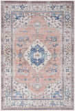 8' X 10' Coral and Beige Floral Medallion Distressed Non Skid Area Rug