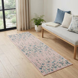 7' Pink Gray and Blue Floral Vines Runner Rug