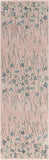 7' Pink Gray and Blue Floral Vines Runner Rug