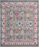 8' X 10' Ivory Pink And Gray Floral Distressed Non Skid Area Rug