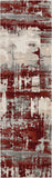 8' Ivory Red and Gray Abstract Non Skid Runner Rug