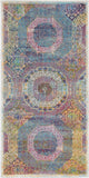 2' X 4' Blue Red and Orange Geometric Distressed Non Skid Area Rug
