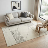5' X 7' Ivory and Black Geometric Area Rug