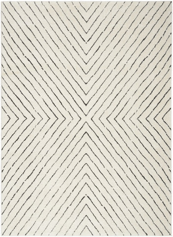 5' X 7' Ivory and Black Abstract Area Rug