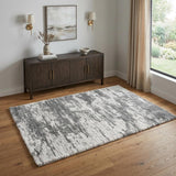 4' X 6' Charcoal and Ivory Abstract Shag Area Rug