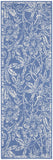 8' Ivory and Blue Floral Distressed Non Skid Runner Rug