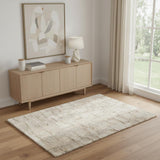 4' X 6' Beige And Ivory Abstract Shag Area Rug