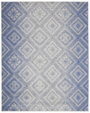 7' X 10' Ivory and Blue Geometric Distressed Non Skid Area Rug