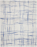7' X 10' Ivory and Blue Abstract Distressed Non Skid Area Rug