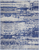7' X 10' Ivory and Navy Blue Abstract Distressed Non Skid Area Rug
