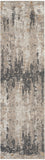 8' Cream Black and Gray Abstract Runner Rug