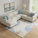 8' X 10' Ivory Blue And Brown Coral Area Rug