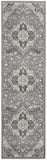12' Gray and Black Floral Non Skid Runner Rug
