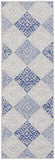 8' Beige Blue and Gray Geometric Distressed Non Skid Runner Rug