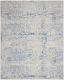 7' X 10' Ivory Blue and Gray Abstract Distressed Non Skid Area Rug