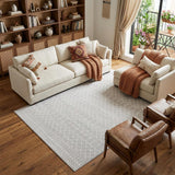 7' X 10' Gray and Ivory Moroccan Distressed Non Skid Area Rug
