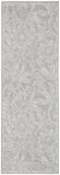 8' Gray and Ivory Floral Distressed Non Skid Runner Rug