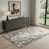 4' X 6' Ivory Blue And Gray Abstract Area Rug