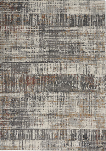 4' X 6' Ivory Gray and Golden Brown Abstract Area Rug