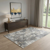 4' X 6' Ivory Gray And Orange Abstract Area Rug