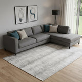 8' X 10' Gray And White Abstract Area Rug With Fringe