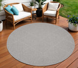 8' Light Gray And Gray Round Geometric Indoor Outdoor Area Rug