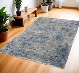 4' X 6' Sky Blue Abstract Shag Area Rug