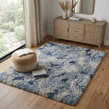 4' X 6' Sky Blue Abstract Shag Area Rug