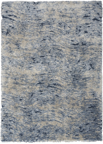 4' X 6' Sky Blue Abstract Shag Area Rug
