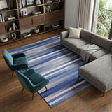 7' X 10' Ivory Tan and Blue Abstract Distressed Non Skid Area Rug