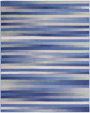 7' X 10' Ivory Tan and Blue Abstract Distressed Non Skid Area Rug