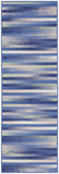 8' Ivory Tan and Blue Abstract Distressed Non Skid Runner Rug