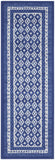 8' Ivory and Navy Blue Geometric Distressed Non Skid Runner Rug
