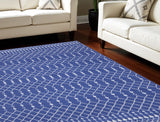 7' X 10' Navy Blue and Ivory Moroccan Distressed Non Skid Area Rug