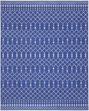 7' X 10' Navy Blue and Ivory Moroccan Distressed Non Skid Area Rug