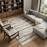 6' X 9' Ivory Black and Gray Abstract Non Skid Area Rug