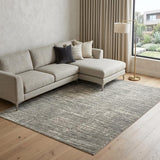 6' X 9' Ivory and Gray Abstract Non Skid Area Rug