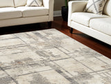 6' X 9' Ivory Black and Gray Abstract Non Skid Area Rug