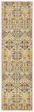 10' Ivory And Blue Floral Runner Rug