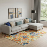 8' X 10' Cream Floral Area Rug