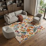 8' X 10' Cream Floral Power Loom Area Rug