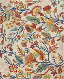 8' X 10' Cream Floral Power Loom Area Rug