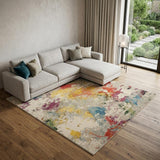 7' X 10' Ivory Abstract Power Loom Area Rug