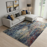 7' X 10' Navy Blue Abstract Area Rug