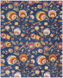 8' X 10' Navy Blue Floral Power Loom Area Rug