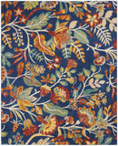 8' X 10' Navy Blue Floral Power Loom Area Rug