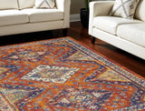 8' X 10' Orange Oriental Power Loom Area Rug