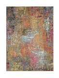 7' X 10' Blue and Orange Abstract Non Skid Area Rug