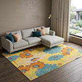8' X 10' Yellow Tropical Floral Power Loom Area Rug